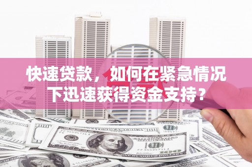 隆回快速贷款，如何在紧急情况下迅速获得资金支持？