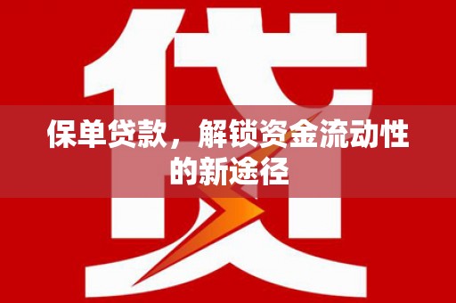 隆回保单贷款，解锁资金流动性的新途径