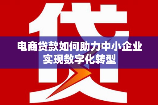 隆回电商贷款如何助力中小企业实现数字化转型