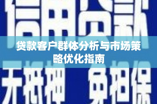 隆回贷款客户群体分析与市场策略优化指南