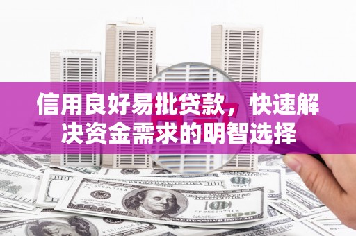 隆回信用良好易批贷款，快速解决资金需求的明智选择