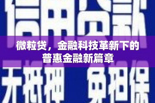 隆回微粒贷，金融科技革新下的普惠金融新篇章