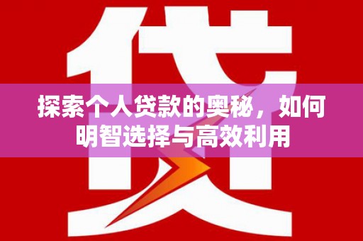 隆回探索个人贷款的奥秘，如何明智选择与高效利用