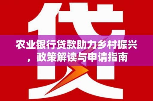 隆回农业银行贷款助力乡村振兴，政策解读与申请指南