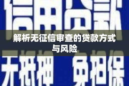 隆回解析无征信审查的贷款方式与风险
